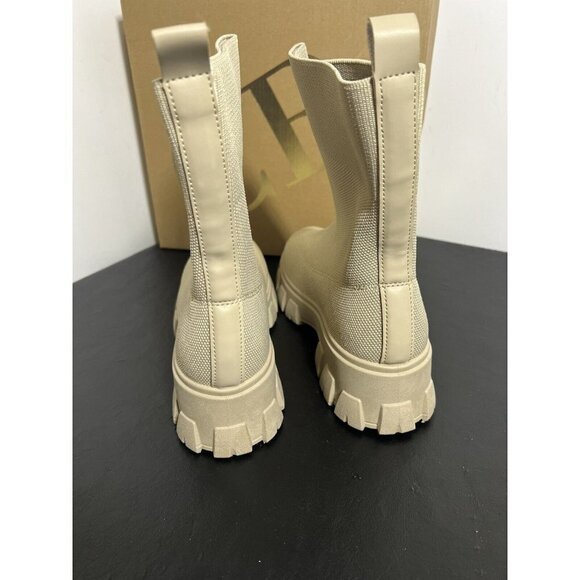 Charlotte Russe Cloth Beige Chunky Heel boots Size 8 - Picture 3 of 11